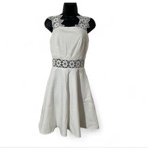 Ted Baker London Monaa Lace Trim A-Line Dress in white